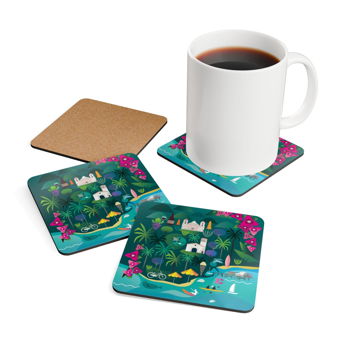 Santa Barbara Corkwood Coaster Set