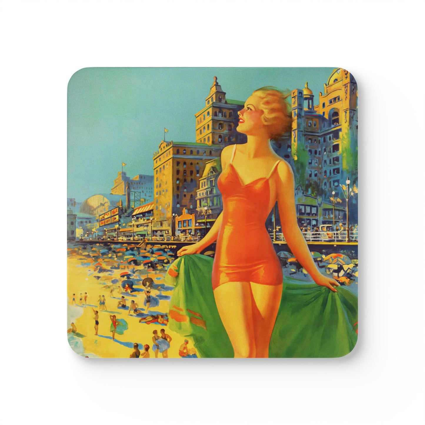 Atlantic City Vintage Corkwood Coaster Set