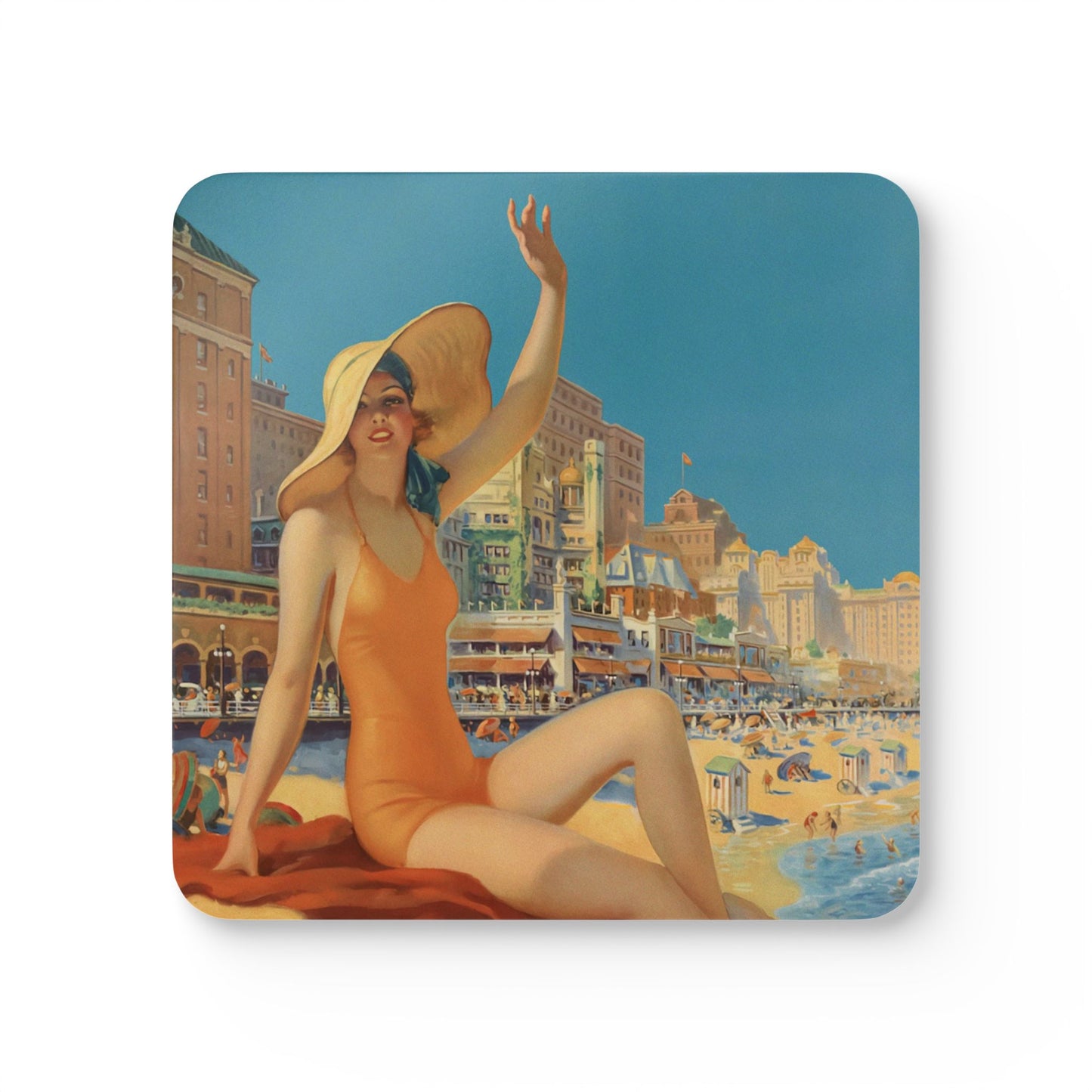 Atlantic City Vintage Corkwood Coaster Set