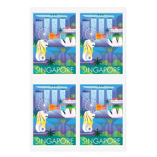 Feuille d’autocollants de Singapour