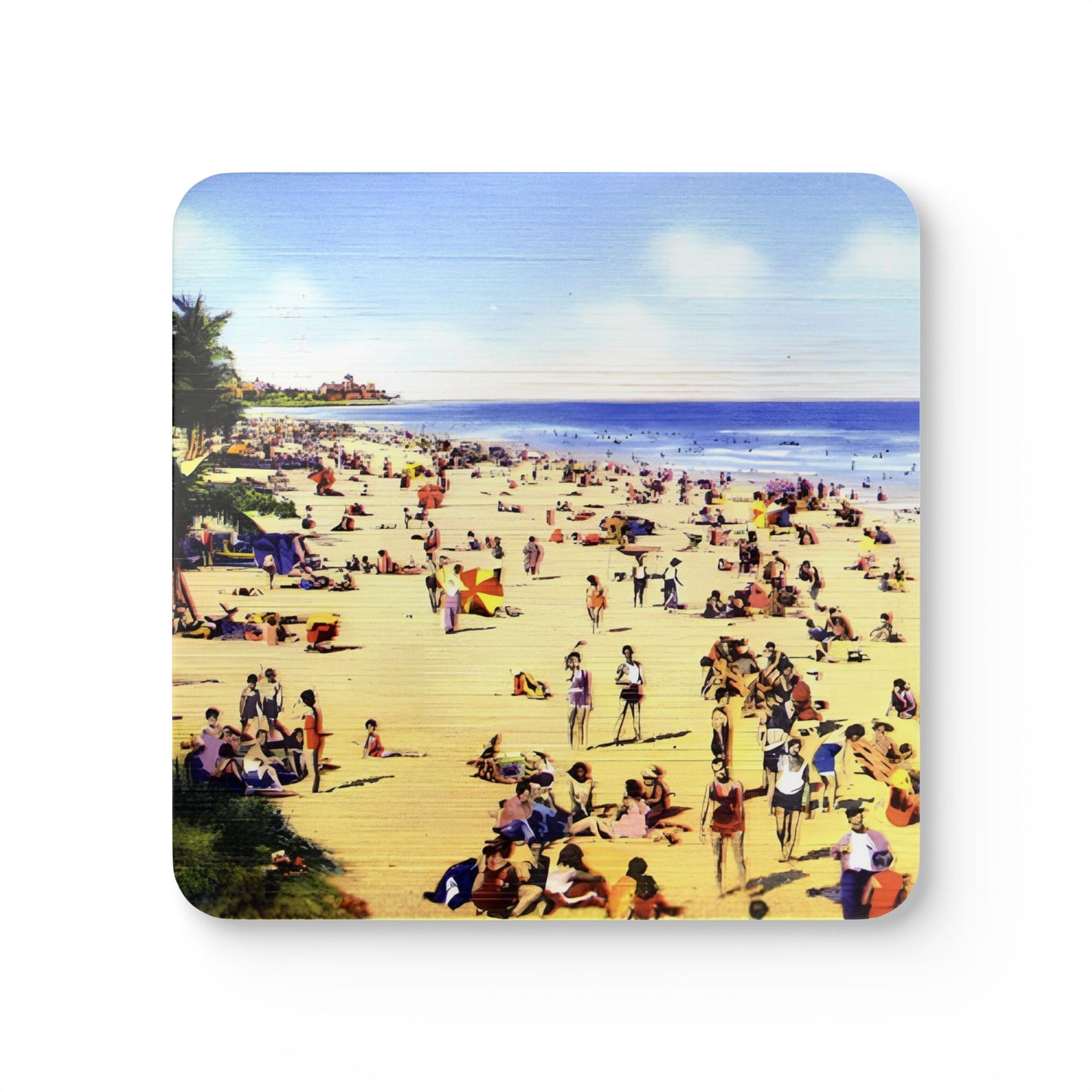 Miami Beach Vintage Corkwood Coaster Set