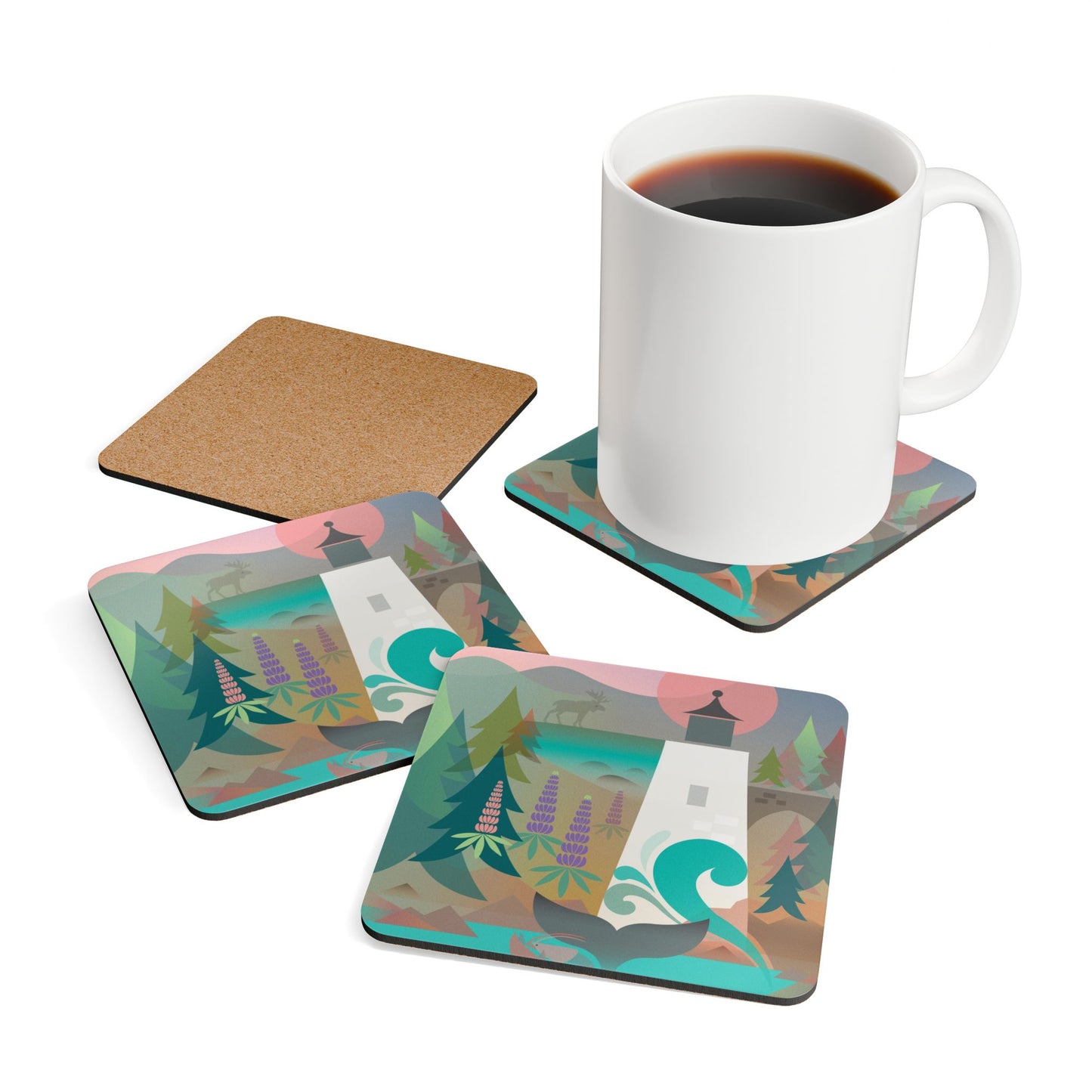 Acadia National Park Corkwood Coaster Set