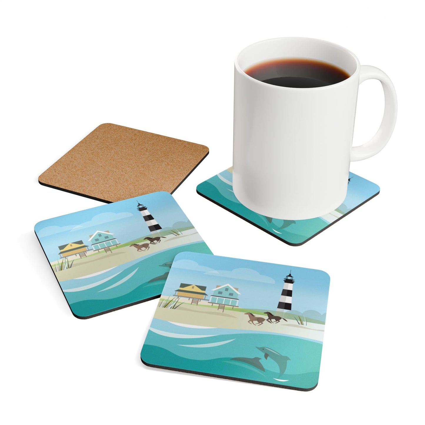 Outer Banks Corkwood Coaster Set