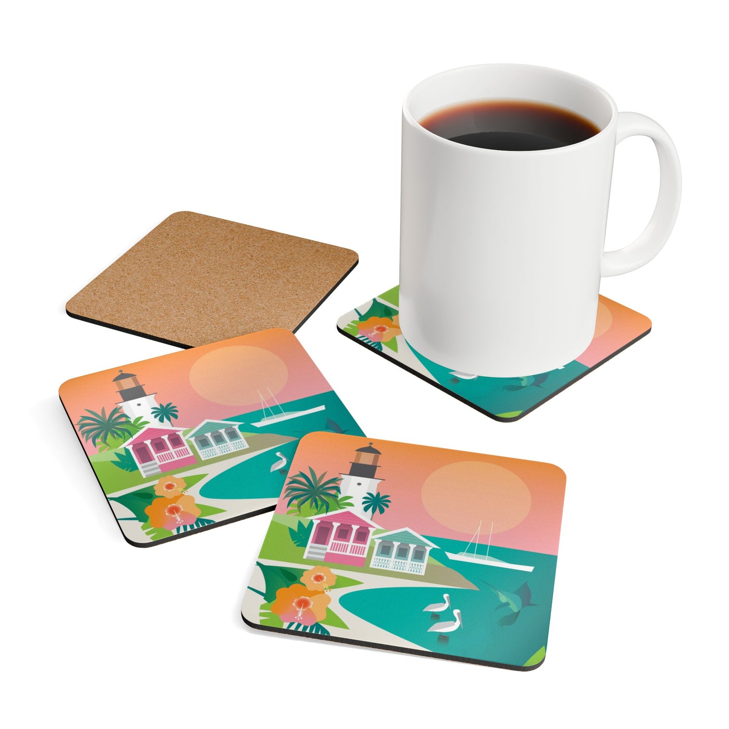 Key West Corkwood Coaster Set