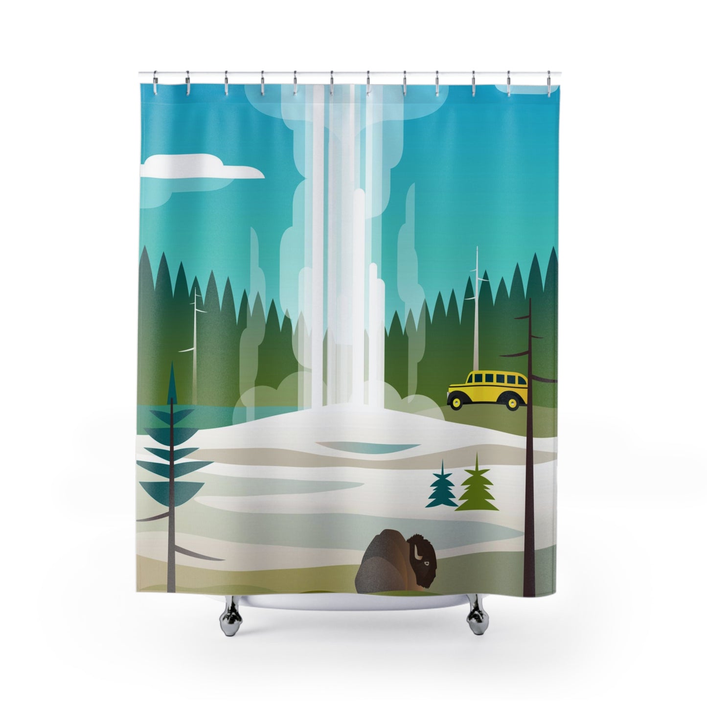 Yellowstone National Park, Old Faithful Shower Curtain