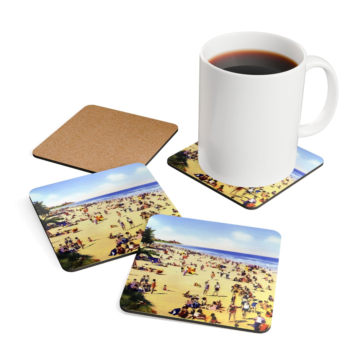 Miami Beach Vintage Corkwood Coaster Set