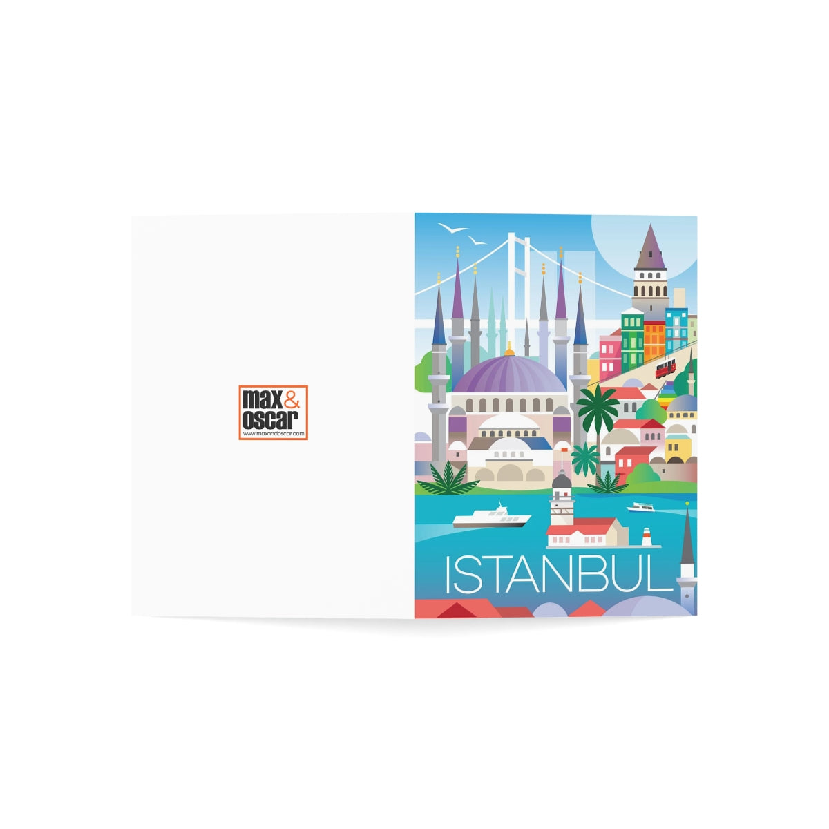 Cartes de notes mates pliées Istanbul + enveloppes (10 pièces)